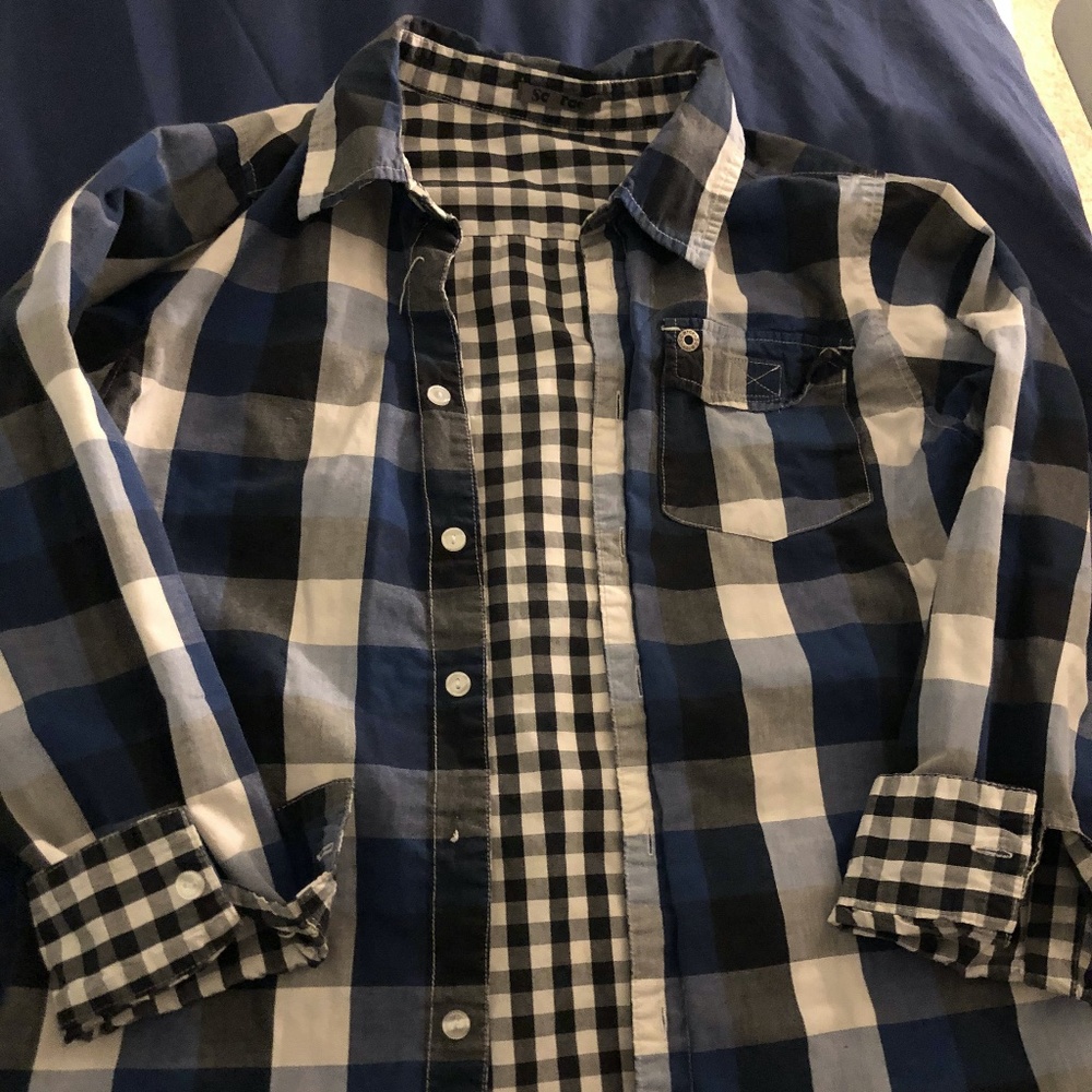 Boy's Checkered Reversible Button Up Shirt